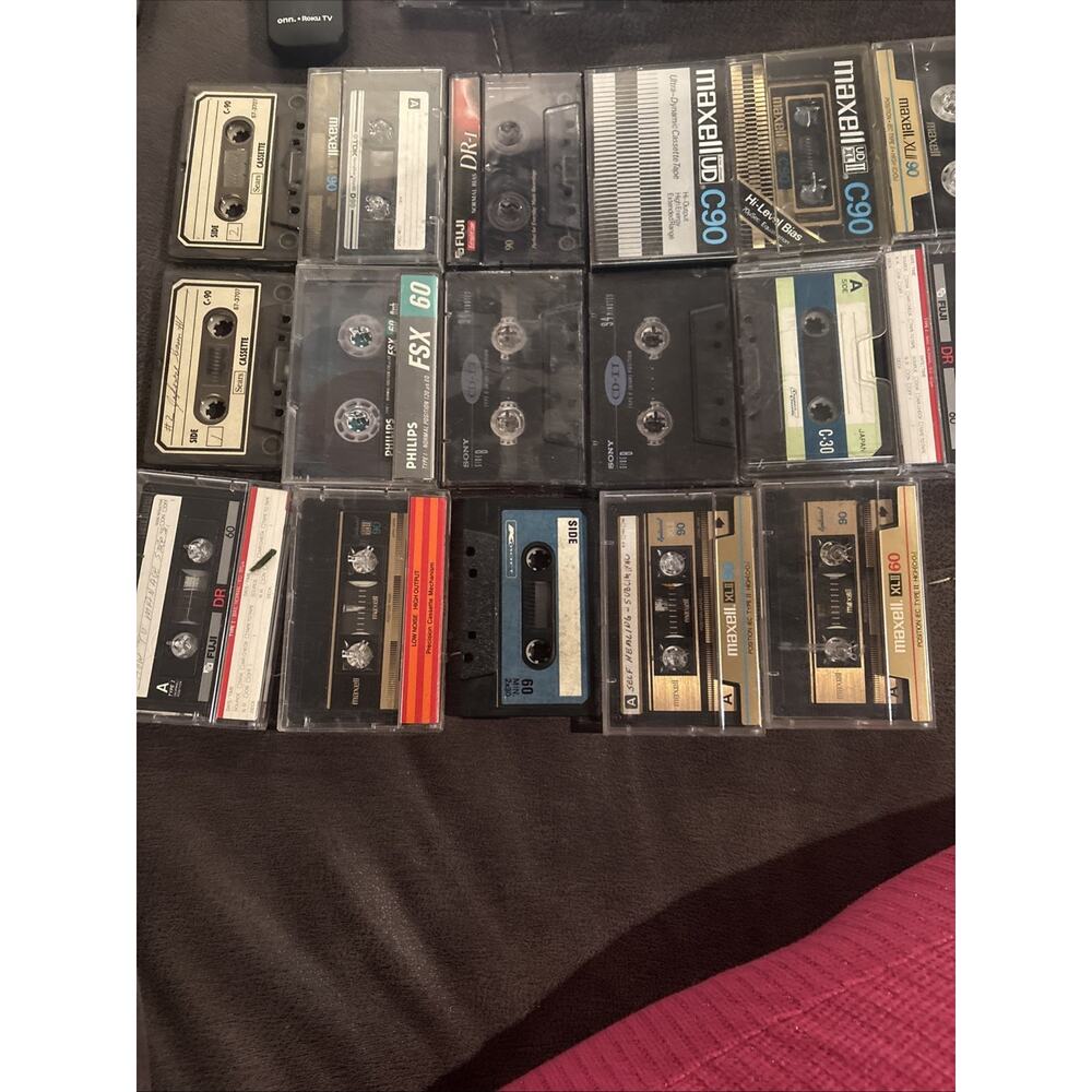 Lot of 17 Used Cassette Tapes. Various Brands/lengths. Not Wiped.